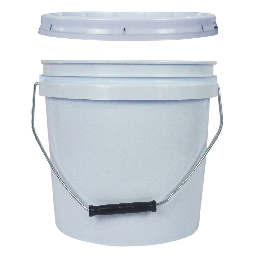 Cubeta de plástico blanca asa metal